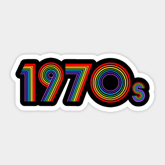 1970s Retro Rainbow Disco Font 1970s Sticker TeePublic